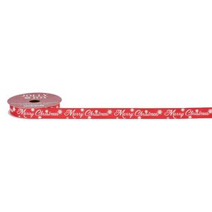 Jolly & Joy Traditional Christmas Greeting Ribbon Red 15 mm x 3 m