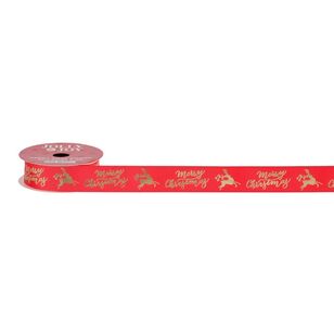 Jolly & Joy Traditional Merry Christmas Ribbon Red 25 mm x 3 m