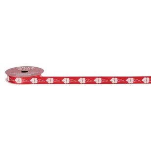 Jolly & Joy Traditional Cute Santa Christmas Ribbon Red 15 mm x 3 m