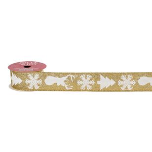 Jolly & Joy Traditional Christmas Tree Foil Ribbon Gold 38 mm x 3 m