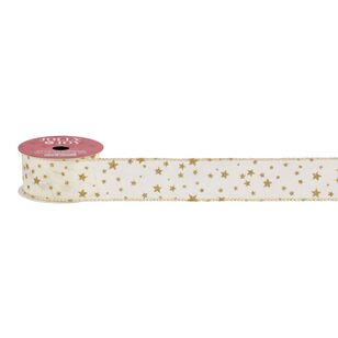 Jolly & Joy Traditional Starry Christmas Night Ribbon Gold 40 mm x 3 m