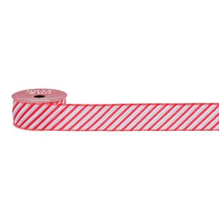 Jolly & Joy Traditional Metallic Stripe Christmas Ribbon Red 40 mm x 3 m