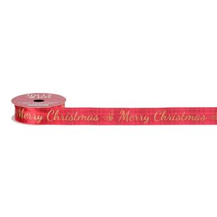 Jolly & Joy Traditional Check Christmas Ribbon Red 25 mm x 3 m