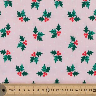 Christmas Basics Holly 112 cm Cotton Fabric Pink 112 cm