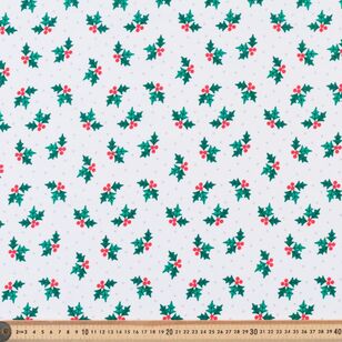 Christmas Basics Holly 112 cm Cotton Fabric White 112 cm