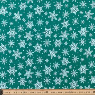 Christmas Basics Snowflakes 112 cm Cotton Fabric Green 112 cm