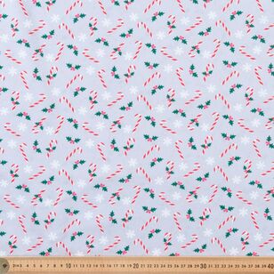 Christmas Basics Candy Cane 112 cm Cotton Fabric Grey 112 cm