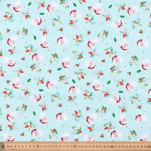 Whimsical Christmas Santa 112 cm Cotton Fabric Sage 112 cm