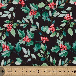 Nostalgic Christmas Holly 112 cm Cotton Fabric Black 112 cm