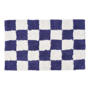 KOO Bath Mats Blue Check Bath Mat