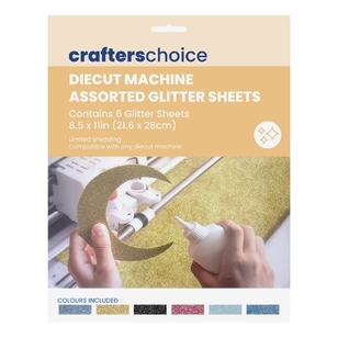 Crafters Choice Craft Machine Glitter Cardstock Multicoloured 6 Pack