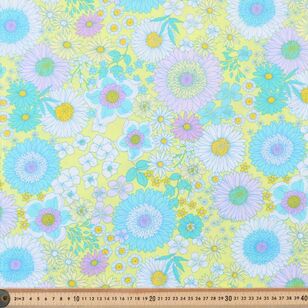 Retro Blooms 112 cm Organic Cotton Poplin Fabric Multicoloured 112 cm