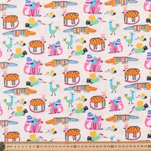 Crazy Critters 112 cm Organic Cotton Poplin Fabric Multicoloured 112 cm