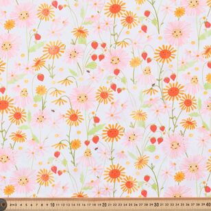 Daisy Smiles 112 cm Organic Cotton Poplin Fabric Multicoloured 112 cm