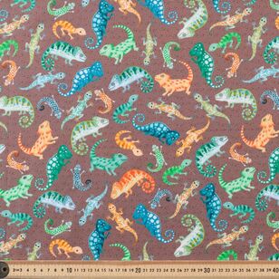 Lizzy Lizard 112 cm Organic Cotton Poplin Fabric Multicoloured 112 cm