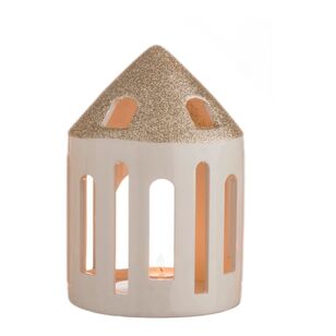 Jolly & Joy Christmas Ceramic House Candle Holder White