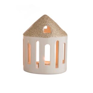 Jolly & Joy Christmas Ceramic House Candle Holder White