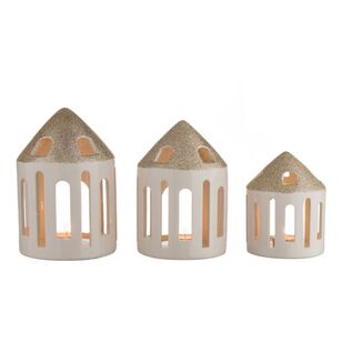 Jolly & Joy Christmas Ceramic House Candle Holder White