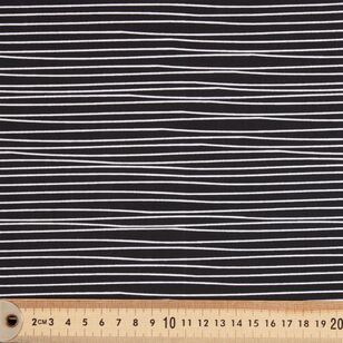 Spots and Stripes Wavey Line 112 cm Cotton Poplin Fabric Black 112 cm