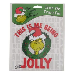 Dr Seuss The Grinch Being Jolly Iron On Transfer Multicoloured