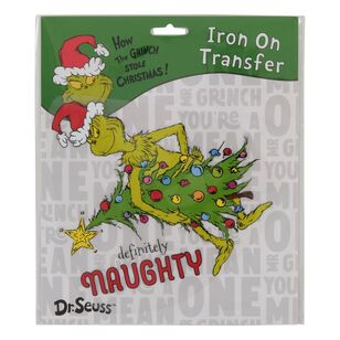 Dr Seuss Don't be a Grinch Iron On Transfer Multicoloured