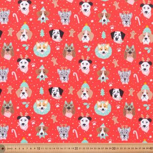 Christmas Pets Dogs 112 cm Cotton Fabric Red 112 cm