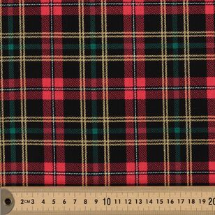 Traditional Christmas Time Tartan 112 cm Cotton Fabric Black 112 cm