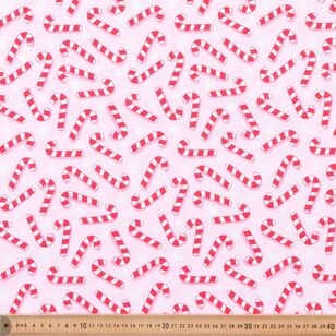 Christmas Cute Candy Canes 112 cm Cotton Fabric Pink 112 cm