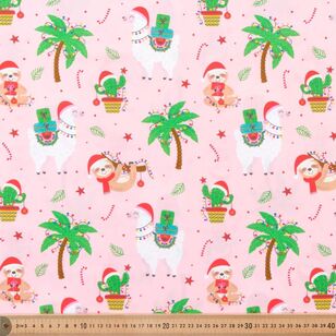 A Llama Love and Super Sloths for Christmas 112 cm Cotton Fabric Blush 112 cm