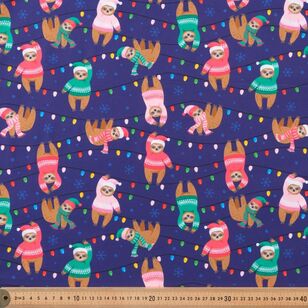 Ugly Sloth Christmas Jumper 112 cm Cotton Fabric Navy 112 cm