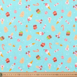 Christmas Treats 112 cm Glitter Cotton Fabric Mint 112 cm