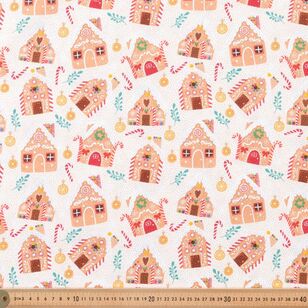 Christmas Gingerbread House 112 cm Glitter Cotton Fabric Beige 112 cm