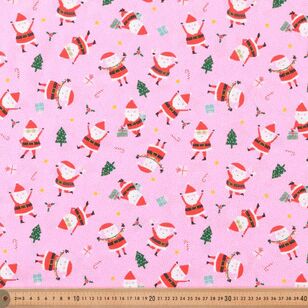 Christmas Grooving Santa 112 cm Glitter Cotton Fabric Pink 112 cm