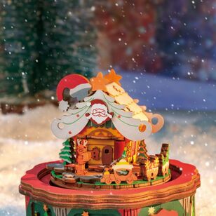 Robotime Rolife Christmas Town Snowglobe Music Box Kit Multicoloured