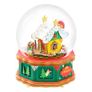 Robotime Rolife Christmas Town Snowglobe Music Box Kit Multicoloured