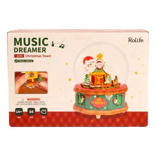 Robotime Rolife Christmas Town Snowglobe Music Box Kit Multicoloured