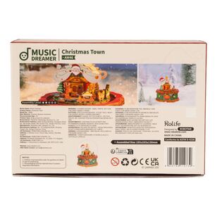 Robotime Rolife Christmas Town Snowglobe Music Box Kit Multicoloured