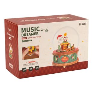 Robotime Rolife Christmas Town Snowglobe Music Box Kit Multicoloured