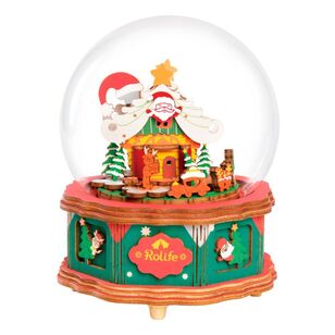 Robotime Rolife Christmas Town Snowglobe Music Box Kit Multicoloured