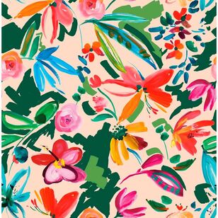 Simona Floral 112 cm Cotton Linen Fabric Multicoloured 112 cm