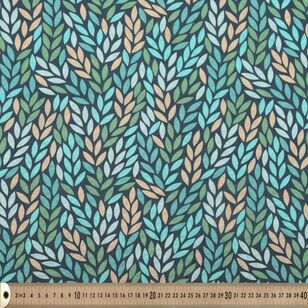 Leaves 112 cm Cotton Linen Fabric Atlantic Deep 112 cm