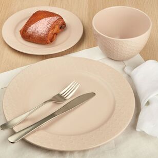 Bread & Butter Matte Honeycomb 12 Piece Dinner Set Pink