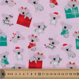 Aussie Christmas Koalas 112 cm Cotton Fabric Pink 112 cm