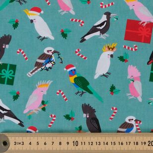 Aussie Christmas Birds 112 cm Cotton Fabric Leaf 112 cm