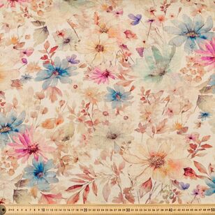 Watercolour Flower 138 cm Viscose Linen Fabric Multicoloured 138 cm