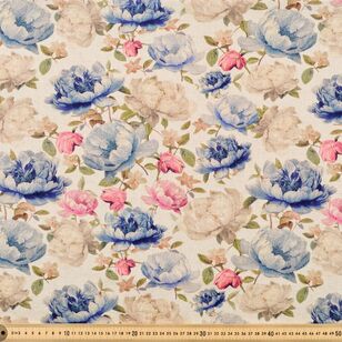 Painted Peony 138 cm Viscose Linen Fabric Multicoloured 138 cm