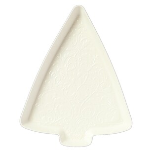 Jolly & Joy Christmas Tree Platter White