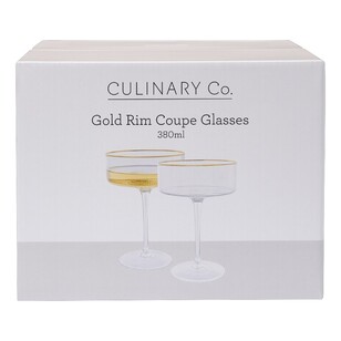 Culinary Co Gold Rim Coupe Glasses 4 Pack Clear & Gold