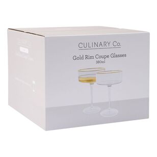 Culinary Co Gold Rim Coupe Glasses 4 Pack Clear & Gold