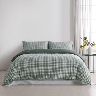 Emerald Hill Washed Gingham Quilt Cover Set Sage